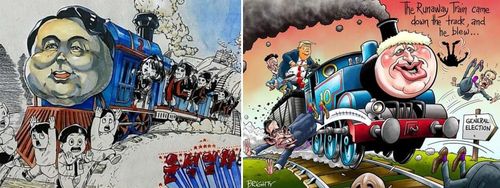 윤석열 대통령 풍자 작품과 보리스 존슨 전 영국 총리 풍자 작품[인터넷 커뮤니티 갈무리. 제보자 제공. 재판매 및 DB 금지]