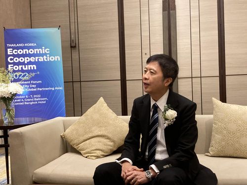 (방콕=연합뉴스) 강종훈 특파원 = 코트라 주최 한·태 경제협력포럼에서 만난 나루차 루추판 태국투자청 수석자문관 [재판매 및 DB 금지]
