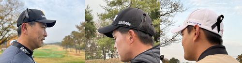 문경준(왼쪽) 등 검정 리본을 단 KPGA투어 선수들.[KPGA 제공. 재판매 및 DB 금지]