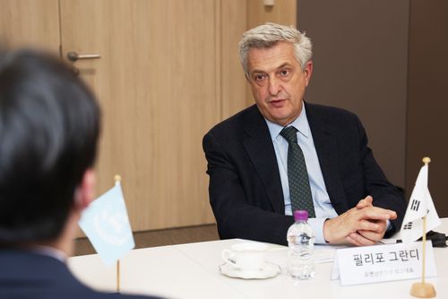 필리포 그란디 유엔난민기구 최고대표필리포 그란디 유엔난민기구(UNHCR) 최고대표가 11일 서울 중구 유엔난민기구 한국대표부 대회의실에서 연합뉴스와 인터뷰를 하고 있다. 2022.11.11 [유엔난민기구 한국대표부 제공. 재판매 및 DB 금지]
