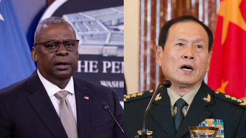 로이드 오스틴 미국 국방부 장관-웨이펑허 중국 국방부장[연합뉴스TV 제공]