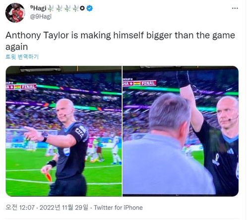 테일러 심판을 비판한 한 트위터 사용자[9Hagi라는 아이디의 트위터 사용자 계정 캡처. 재판매 및 DB 금지]