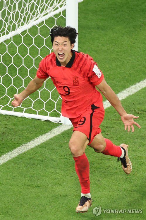 가나전에서 동점 헤더골 넣은 조규성[연합뉴스 자료사진]