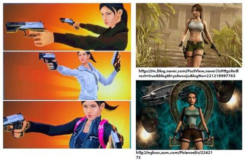 북한 게임 '날랜 처녀'(사진 왼쪽)와 '툼 레이더'의 라라 크로포트[통일연구원 보고서 캡처]