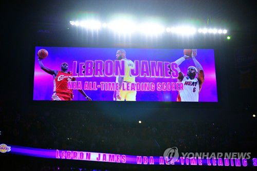 NBA 최다 득점자로 올라선 제임스[USA TODAY Sports=연합뉴스]