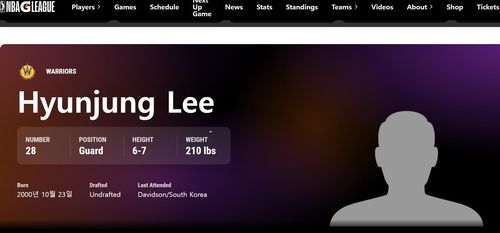 G리그 팀에 등록된 이현중[산타크루즈 워리어스 홈페이지 캡처. 재판매 및 DB금지]