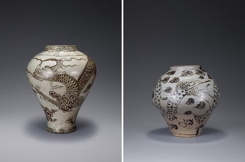 조선 17세기의 다양한 백자철화 운룡문 호[리움미술관 제공. 재판매 및 DB 금지]