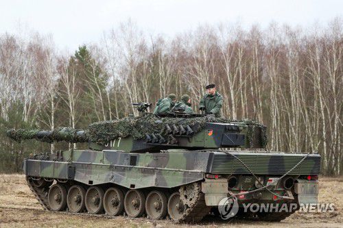 독일이 우크라이나에 지원하기로 한 주력전차 레오파르트2 전차[로이터 연합뉴스 자료사진. 재판매 및 DB 금지]