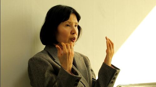 연합뉴스와 인터뷰 중인 최영미[촬영 이건희]