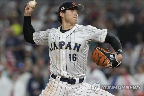 미국과 결승전에 마무리로 등판해 100마일의 강속구를 던진 오타니 쇼헤이.[AP=연합뉴스]