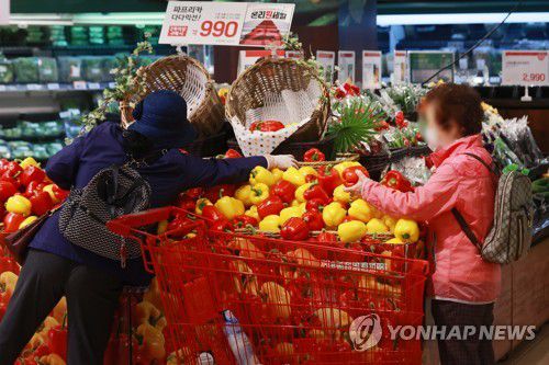 3월 물가 상승률 4.2%…채소값 13.8%↑(서울=연합뉴스) 진연수 기자 = 지난달 물가 상승률이 4% 초반대로 1년 만에 가장 낮은 폭으로 둔화했다. 4일 통계청이 발표한 '2023년 3월 소비자물가동향'에 따르면 지난달 소비자물가지수는 110.56(2020년=100)으로 작년 같은 달보다 4.2% 올랐다. 이는 2월 상승률(4.8%)보다 0.6% 포인트 낮은 것으로 작년 3월(4.1%) 이후 12개월 만에 가장 낮은 상승 폭이다. 농축수산물은 3.0% 올라 전월(1.1%)보다 상승 폭이 커졌다. 농산물이 4.7% 올랐다. 특히 채소류 가격이 원가 상승 등의 영향으로 13.8% 올랐다. 사진은 이날 서울 시내 한 대형마트에서 장을 보는 시민. 2023.4.4 jin90@yna.co.kr