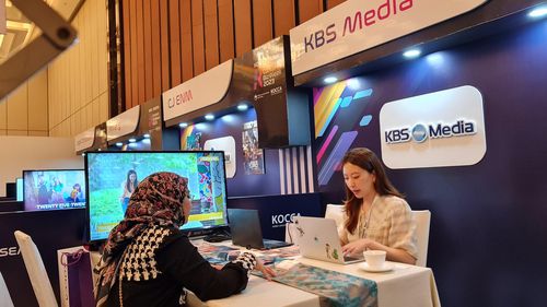 '2023 한·아세안 K콘텐츠 비즈위크' 수출상담회지난 20∼22일까지 인도네시아 자카르타에서 열린 '2023 한·아세안 K 콘텐츠 비즈위크' 수출상담회에서 한국 콘텐츠 기업과 바이어 간 수출 상담이 진행되고 있다. [한국콘텐츠진흥원 제공. 재판매 및 DB 금지]