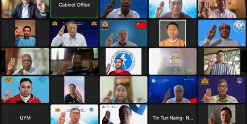 제28차 화상 내각회의를 개최하는 NUG. 2023.08.22. [NUG 홈페이지 캡처. 재판매 및 DB 금지]