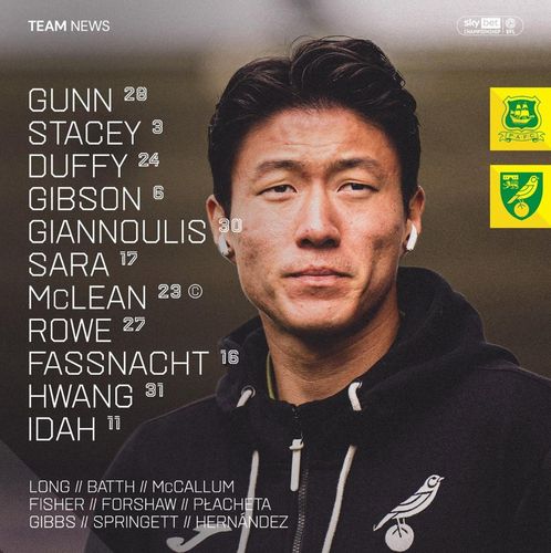 첫 선발 출전한 황의조[노리치시티 인스타그램 캡처. 재판매 및 DB 금지]