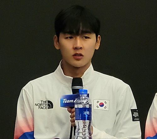 25일 기자회견에 참석한 전웅태[촬영 최송아]