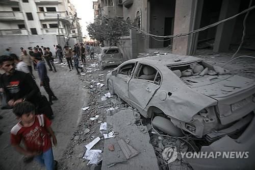 가자지구 공습 현장[UPI 연합뉴스 자료사진]