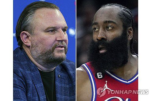 모리 단장과 하든[AP=연합뉴스 자료사진. 재판매 및 DB금지]