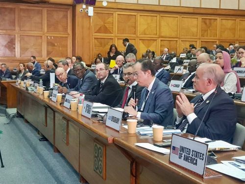 2023 유엔 평화유지 장관회의서 발언하는 권기환 외교부 다자외교조정관[외교부 제공]