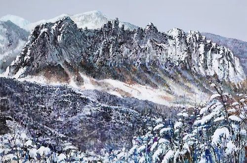 울산바위1/162.2×112.1㎝/종이 위 수채(2017)[고인 홈페이지 캡처]