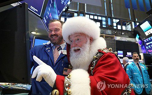 NYSE 입회장에 나타난 산타클로스[연합뉴스 자료사진]