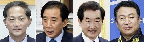왼쪽부터 이재준 전 고양시장, 박윤국 전 포천시장, 안병용 전 의정부시장, 안승남 전 구리시장 [연합뉴스 자료사진]