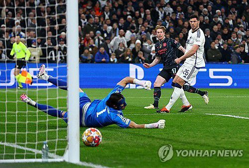 케빈 더브라위너, 선제골[로이터=연합뉴스]