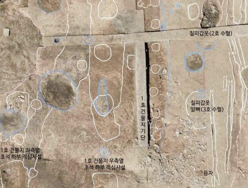 1호 건물지 주변의 유물 출토 위치 [국립부여문화재연구소 제공. 재판매 및 DB 금지]