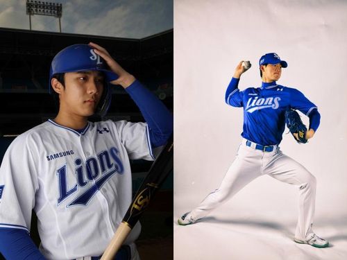 2024년 삼성 새 유니폼 착용한 이재현(왼쪽)과 이호성[삼성 라이온즈 제공. 재판매 및 DB 금지]