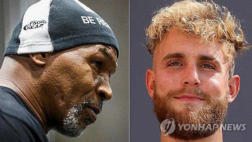 오는 7월 복싱 경기에서 맞붙는 마이크 타이슨(왼쪽)과 제이크 폴(오른쪽)[AFP 연합뉴스 자료사진. 재판매 및 DB 금지]