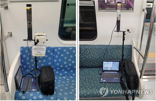 부산도시철도 차량 실내공기 질 측정[부산시 제공. 재판매 및 DB 금지]