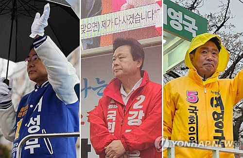 민주당 허성무·국민의힘 강기윤·녹색정의 여영국 후보(기호순)[각 후보 캠프 제공. 재판매 및 DB 금지]