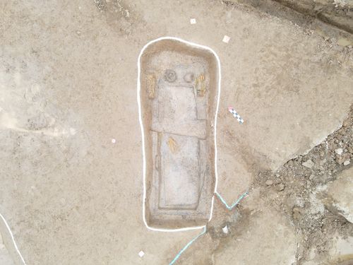 경주 사라리 124-2번지 유적 내 덧널무덤 1호 모습 [한국문화재재단 제공. 재판매 및 DB 금지]