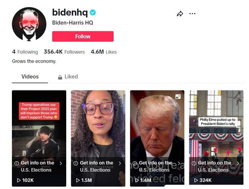 바이든 캠프 틱톡 계정[틱톡 계정 캡처. 재판매 및 DB 금지]
