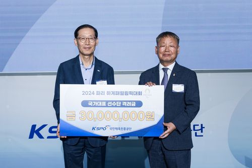 조현재 국민체육진흥공단 이사장(왼쪽)과 양충연 대한장애인체육회 사무총장. [국민체육진흥공단 제공. 재판매 및 DB 금지]