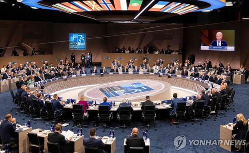 나토 정상회의(워싱턴 AFP=연합뉴스) 10일(현지시간) 워싱턴 DC에서 북대서양조약기구(NATO·나토) 정상회의가 열리고 있다. 나토 정상회의는 9일부터 사흘간 이어진다. 2024.07.11 passion@yna.co.kr