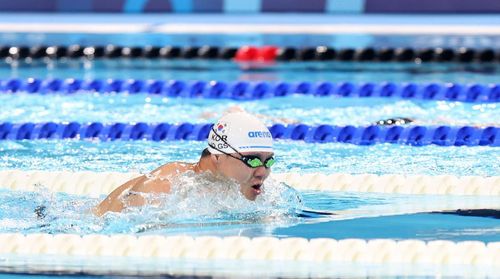 역영 펼치는 조기성(파리=연합뉴스) 공동취재단 = 장애인 수영 국가대표 조기성이 30일(한국시간) 프랑스 파리 라데팡스 수영장에서 열린 수영 남자 평영 50ｍ 스포츠등급 SB3 결선에서 힘차게 물살을 가르고 있다.