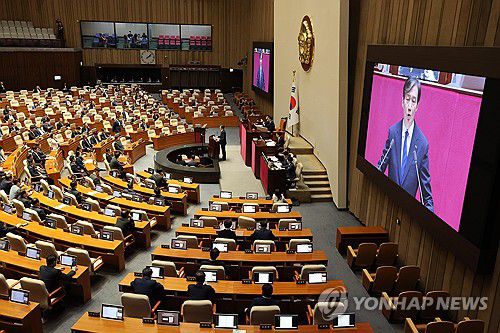 비교섭단체 대표 연설하는 조국 대표(서울=연합뉴스) 김주성 기자 = 조국혁신당 조국 대표가 9일 오후 국회에서 열린 본회의에서 비교섭단체 대표 연설을 하고 있다. 2024.9.9 utzza@yna.co.kr