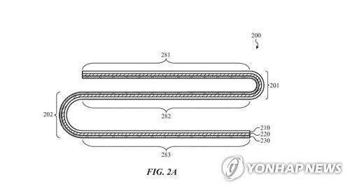 애플이 특허를 신청한 폴더블 디스플레이의 이미지[미 특허청 홈페이지 캡처]
