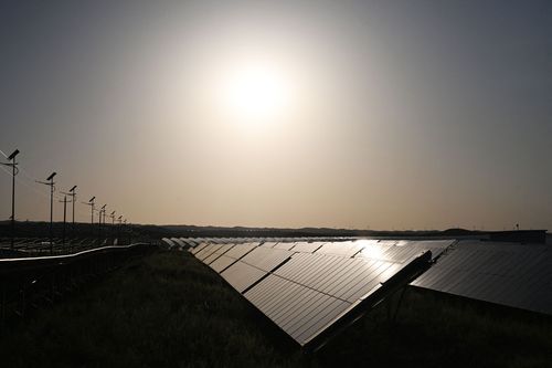 중국 북부 닝샤 지역에 설치된 태양광 패널 [기사와 관련 없는 자료사진입니다. AFP=연합뉴스]