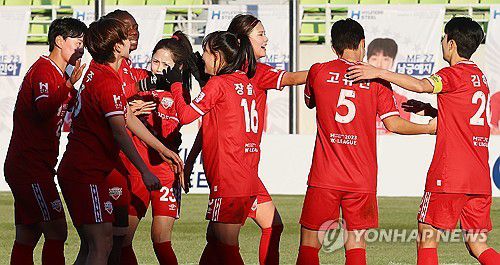 지난해 인천 현대제철 선수들(인천=연합뉴스) 임순석 기자 = 25일 오후 인천 남동경기장에서 열린 여자축구 2023 WK리그 챔피언결정전 2차전 인천 현대제철과 수원FC 경기, 6-2로 승리해 11년 연속 리그 우승을 거둔 현대제철 선수들이 기뻐하고 있다. 2023.11.25 soonseok02@yna.co.kr