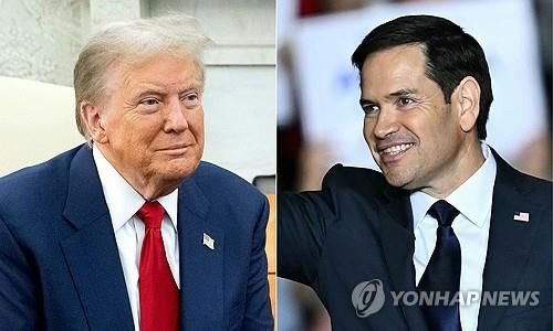 도널드 트럼프 미국 대통령 당선인과 마코 루비오 차기 국무장관 후보자 [AFP 연합뉴스 자료사진. 재판매 및 DB 금지]