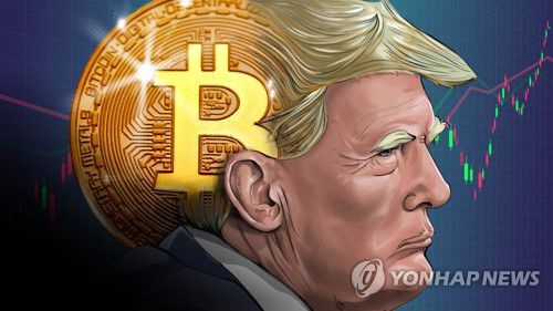 미국 트럼프 대통령과 비트코인 (PG)[윤해리 제작] 일러스트
