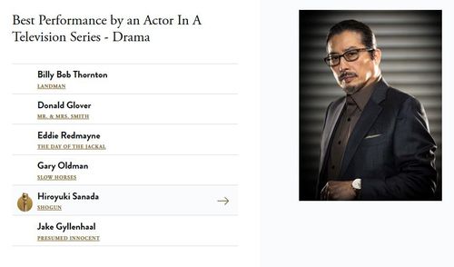 '쇼군'의 골든글로브 TV 시리즈 부문 남우주연상 수상[골든글로브 홈페이지 갈무리. 재판매 및 DB 금지]