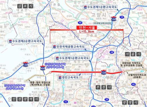 경인고속도로 연장 및 지하화 사업 위치도[인천시 제공. 재판매 및 DB 금지]