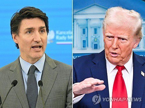 트뤼도 캐나다 총리와 트럼프 미국 대통령[AFP 연합뉴스 자료사진. 재판매 및 DB 금지]