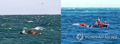 실종자 수색중 해경단전 전복사고 '아찔'[여수해양경찰서 제공. 재판매 및 DB 금지]