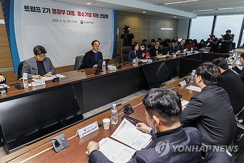 트럼프 관세 정책 대응 간담회에서 발언하는 오영주 중소벤처부 장관(서울=연합뉴스) 황광모 기자 = 오영주 중소벤처기업부 장관이 12일 서울 영등포구 63빌딩 내 기술보증기금 서울지점에서 열린 미 트럼프 2기 행정부 대응, 중소기업 지원 간담회에 참석해 정부 정책 방향을 설명하고 있다. 2025.2.12 hkmpooh@yna.co.kr