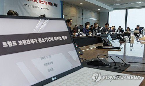 트럼프 보편적 관세 비상, 업계 관계자들과 간담회 나선 중소벤처부(서울=연합뉴스) 황광모 기자 = 오영주 중소벤처기업부 장관이 12일 서울 영등포구 63빌딩 내 기술보증기금 서울지점에서 열린 미 트럼프 2기 행정부 대응, 중소기업 지원 간담회에 참석해 정부 정책 방향을 설명하고 있다. 2025.2.12 hkmpooh@yna.co.kr