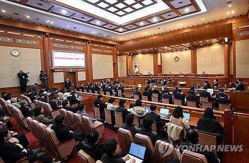 윤 대통령 탄핵심판 8차 변론기일(서울=연합뉴스) 13일 서울 종로구 헌법재판소에서 윤석열 대통령 탄핵심판 8차 변론이 열리고 있다. 2025.2.13 [사진공동취재단] photo@yna.co.kr