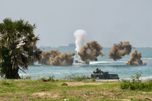 태국 해안에 상륙하는 KAAV[해병대사령부 제공. 재판매 및 DB 금지]